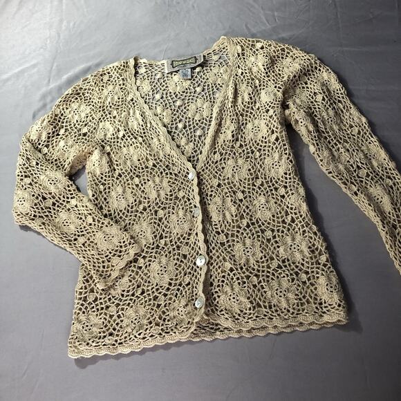 90s Vintage Crochet Top Size Medium Y2K Boho Beach Coastal Cowgirl Gilmore Girls - Picture 9 of 9